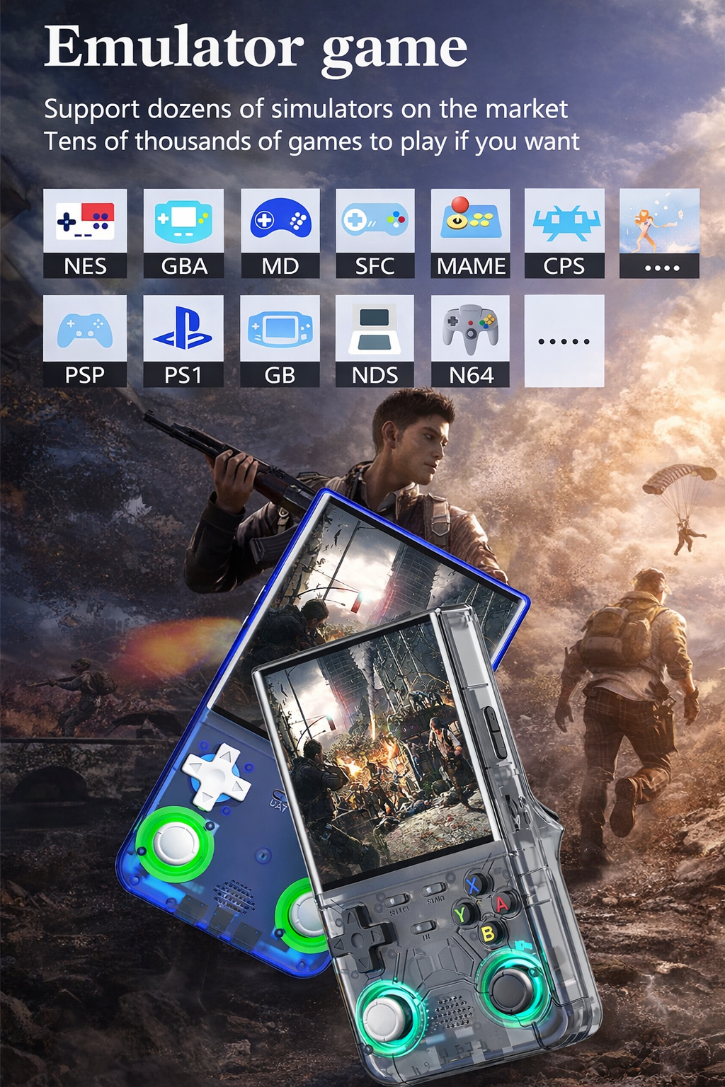 R36 Ultra 2025 Open Source R36S Video Game Console Linux System 4.0 Inch IPS Screen  Portable Pocket Video Player 64G best Games